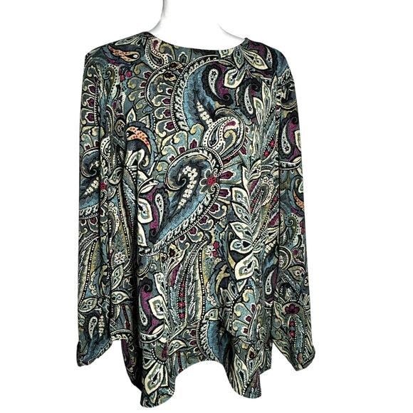 J. JILL Women's Large Blue Purple Tiered Layered Paisley Pullover Boho Tunic Top - Picture 1 of 8